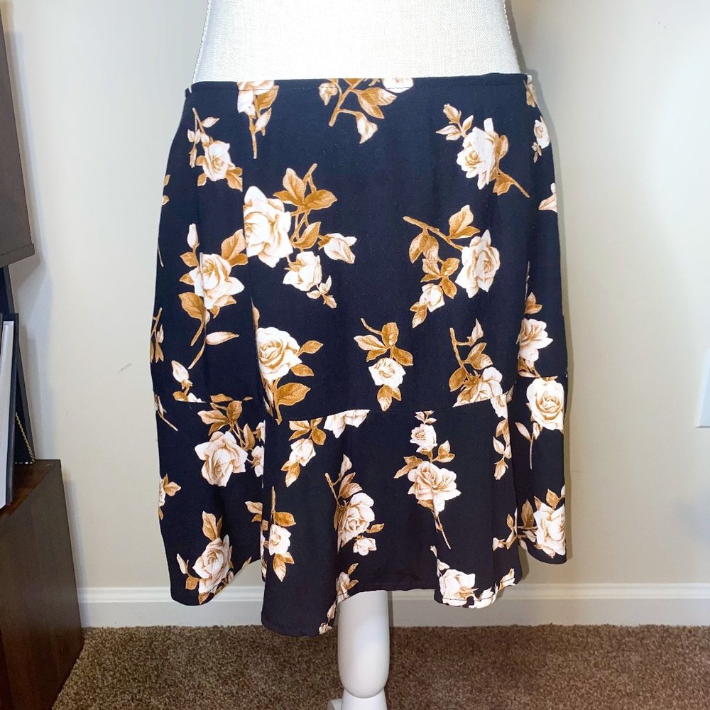 Motel Rocks Floral Black Ruffles Flowy Romantic Vintage Retro 90s Mini Skirt